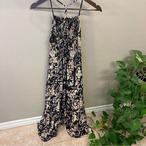 Free People Heat Wave boho floral Print Maxi Dress, spaghetti strap racer back,S - Picture 6 of 14